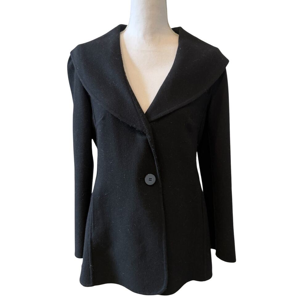 Talbots Lightweight Wool Shawl Collar Mid Length Coat Black 8P